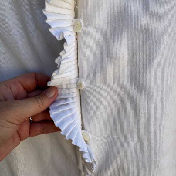 Charlotte Neuville Womens Edwardian White Ruffle Collar Hem Button-Up Blouse 8 - Picture 6 of 8